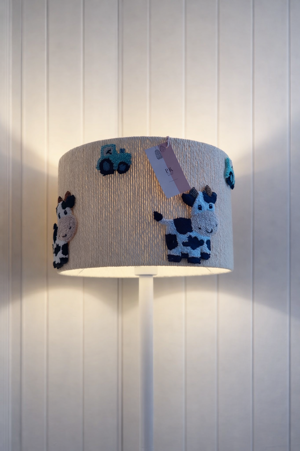 FARM THEMED LAMPSHADE decorated with cows and green tractors 🐄