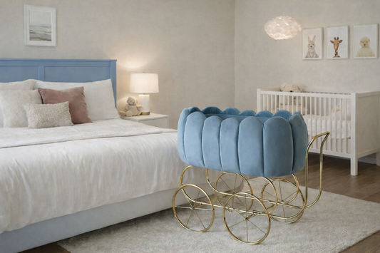 Luxury Baby Crib With Gold Wheels - Dreamy Sky