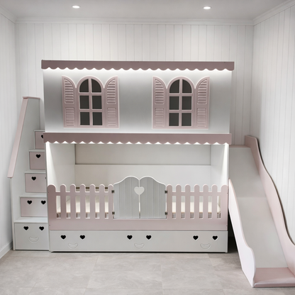 The Eloise Bunk Bed - Pink & White