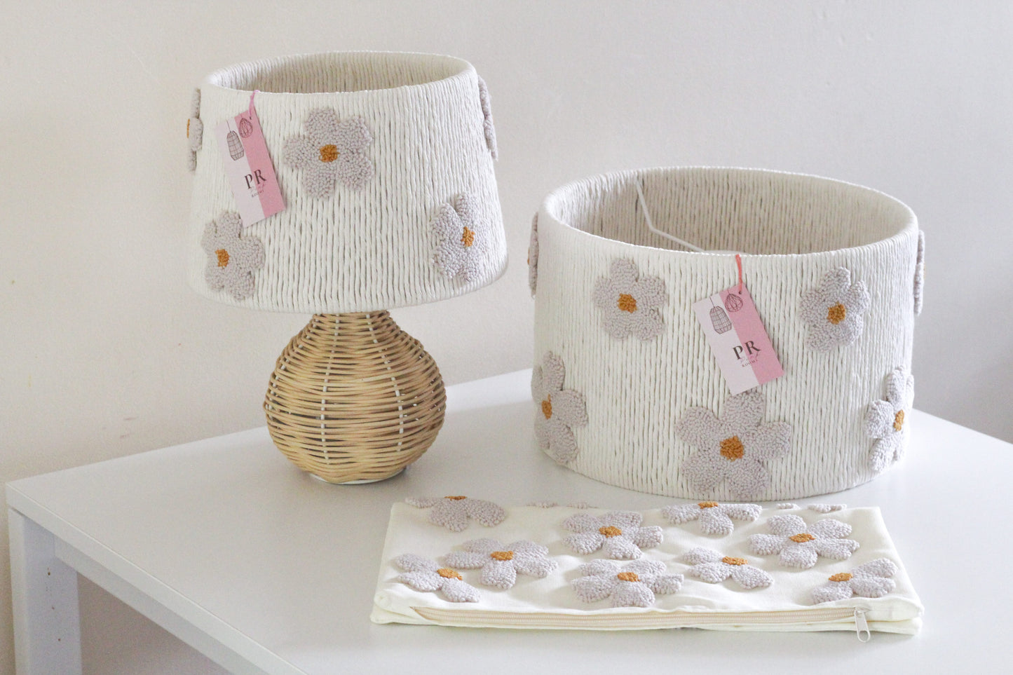 MISS BLOOM SET- Table Lampshade, Pendant Lampshade + Cushion Cover