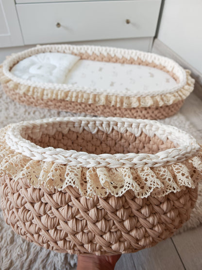 Changing basket + nappy caddy in cappuccino and ivory