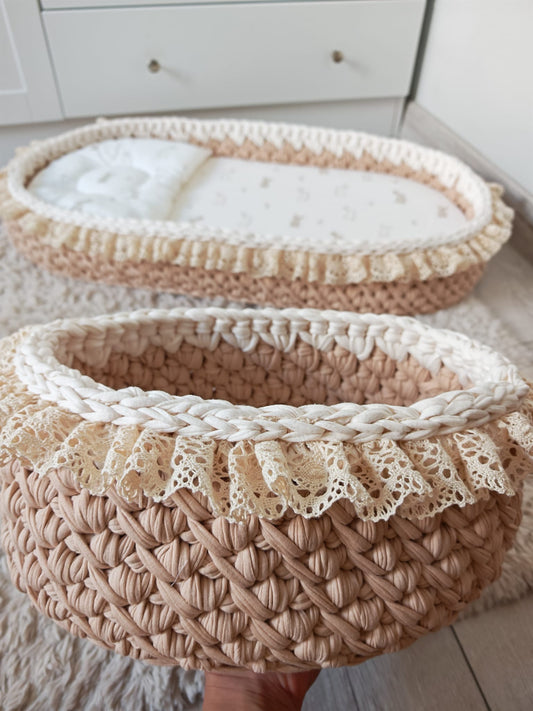 Changing basket + nappy caddy in cappuccino and ivory