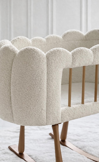 LUXURY TEDDY BABY CRIB with wooden legs