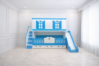 The Eloise Bunk Bed - Blue & White