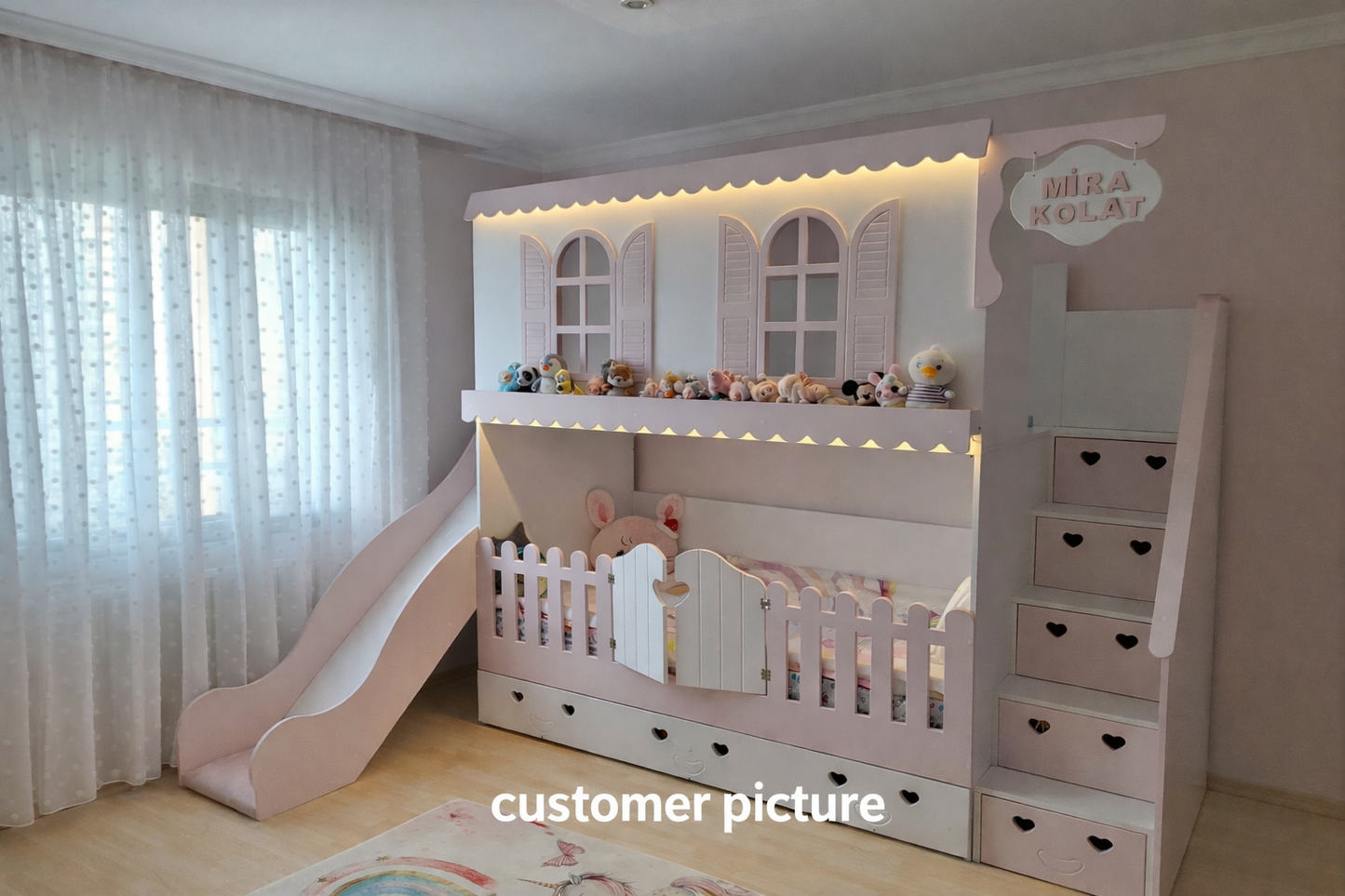 The Eloise Bunk Bed - Pink & White