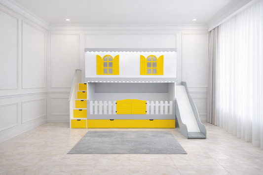 The Eloise Bunk Bed - Yellow, Grey & White