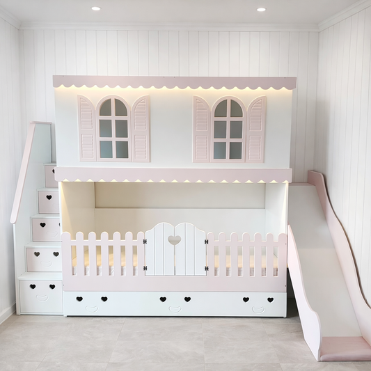 The Eloise Bunk Bed - Pink & White