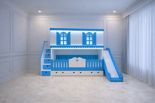 The Eloise Bunk Bed - Blue & White
