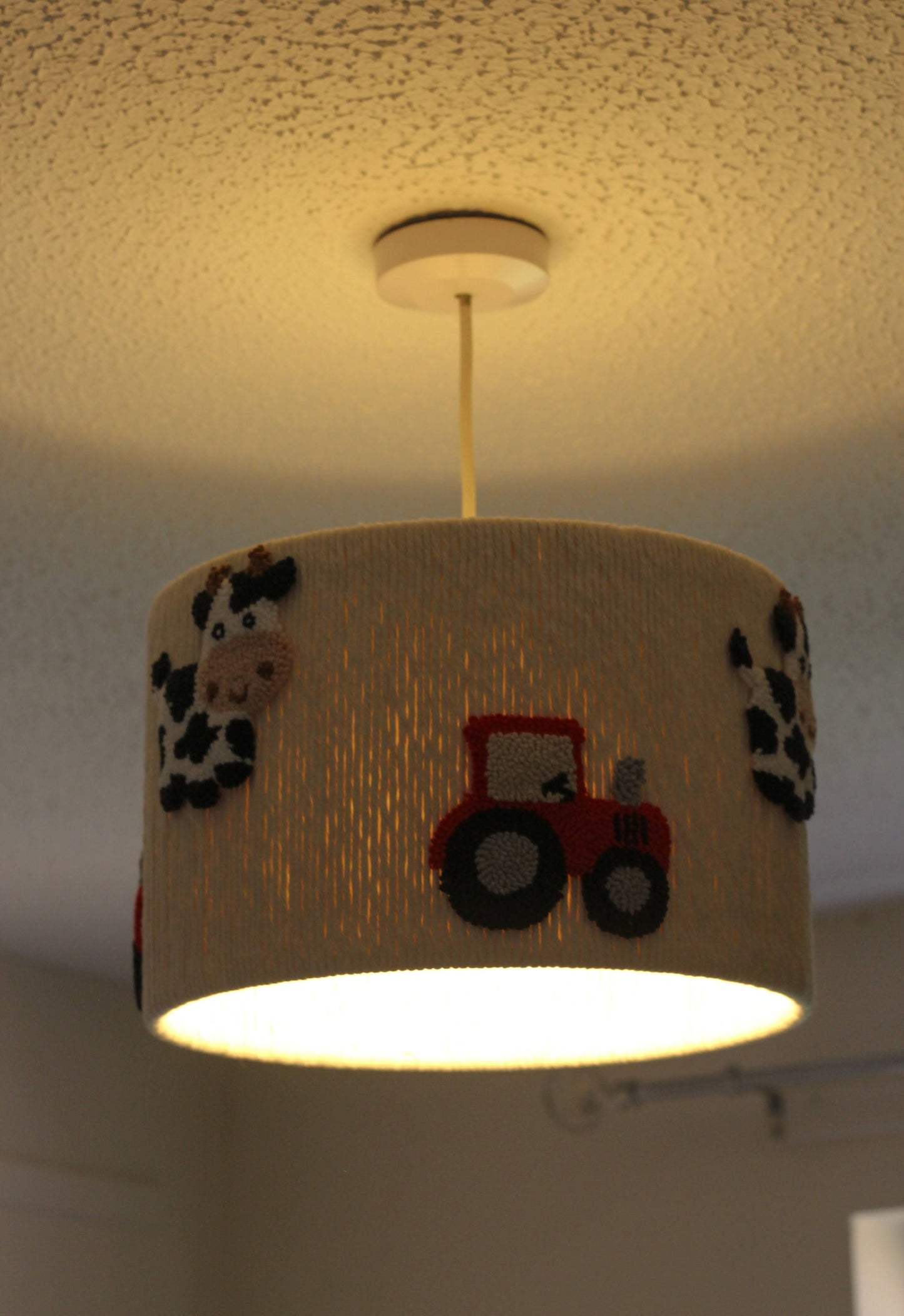 FARM THEMED LAMPSHADE decorated with cows and red tractors 🐄