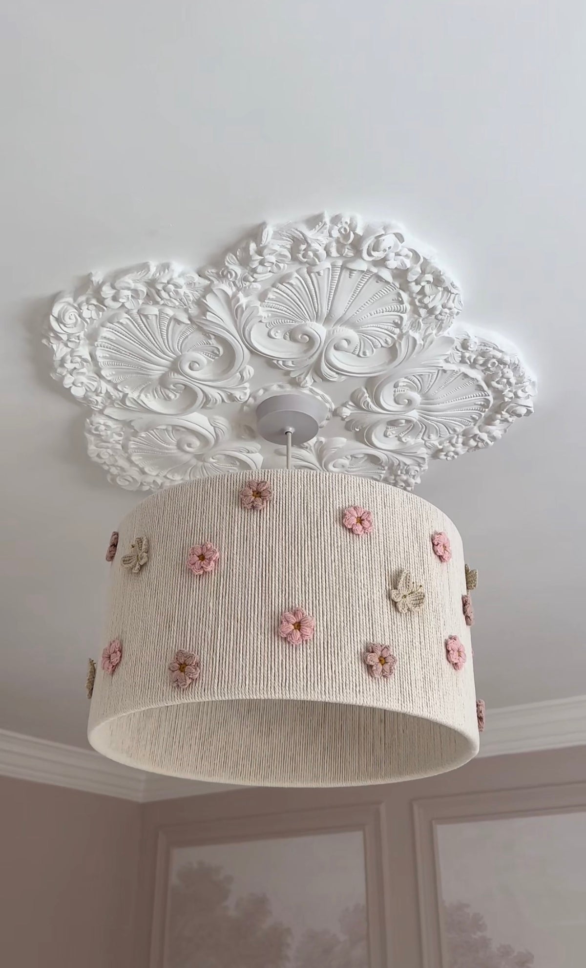 FLOWER LAMPSHADE with cute flowers and butterflies