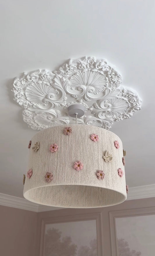 FLOWER LAMPSHADE with cute flowers and butterflies
