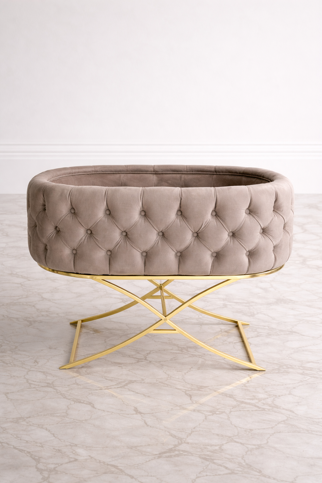 Luxury Velvet Bassinet with Gold Stand