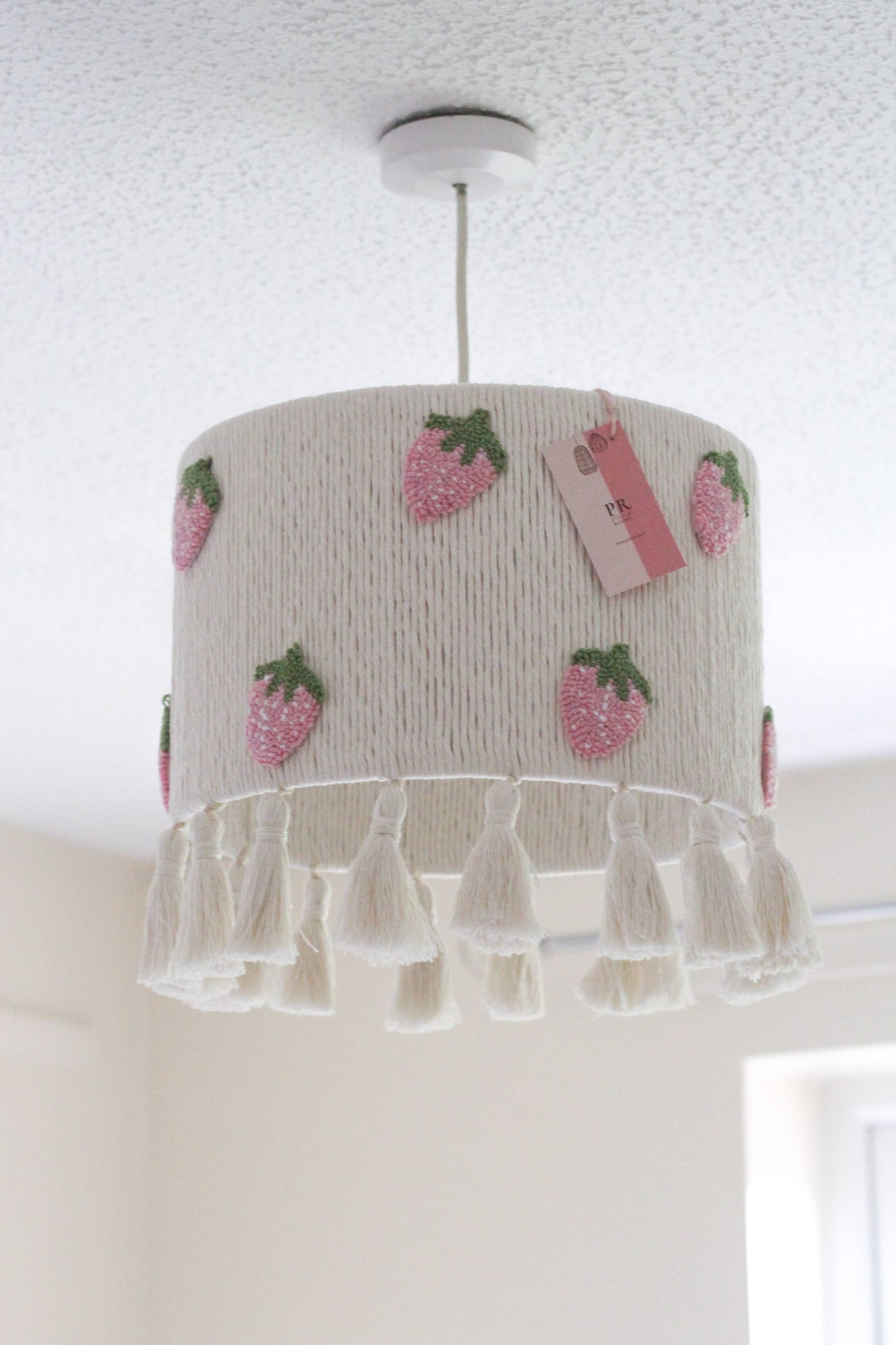 STRAWBERRY LAMPSHADE with tassels- Pink version
