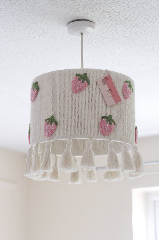 STRAWBERRY LAMPSHADE with tassels- Pink version