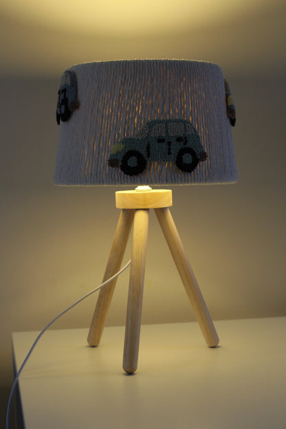CAR TABLE LAMP WITH WOODEN BASE