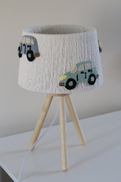 CAR TABLE LAMP WITH WOODEN BASE