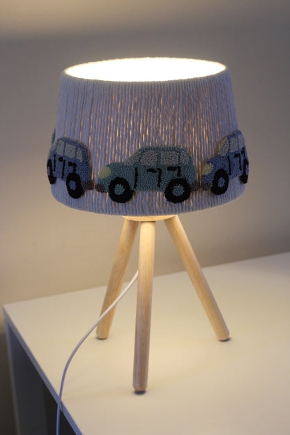 CAR TABLE LAMP WITH WOODEN BASE