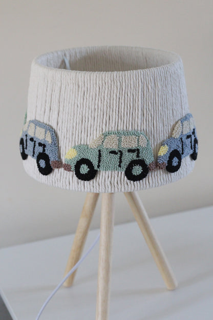CAR TABLE LAMP WITH WOODEN BASE