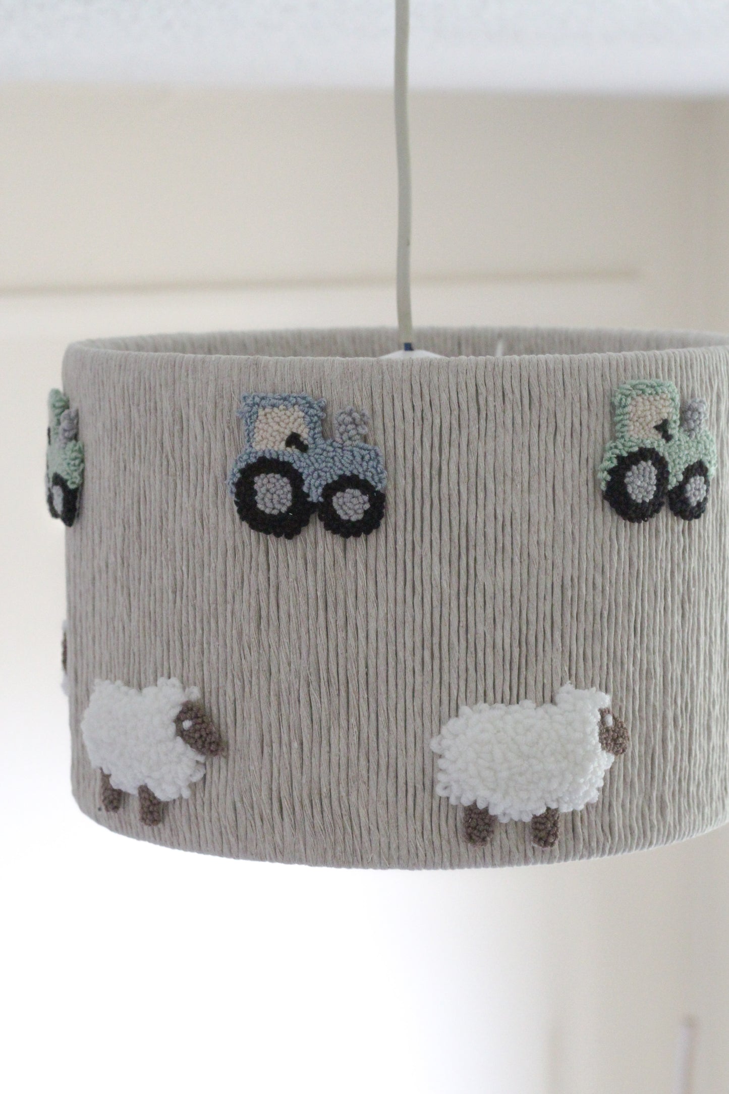 TRACTOR & SHEEP LAMPSHADE (beige version)
