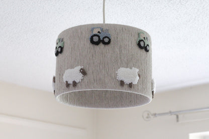 TRACTOR & SHEEP LAMPSHADE (beige version)