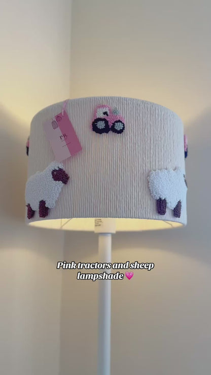 PINK TRACTOR & SHEEP LAMPSHADE